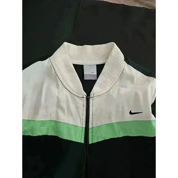 Nike Black White Green Zip Up Play Up Track Jacket Womens Large - Picture 9 of 9